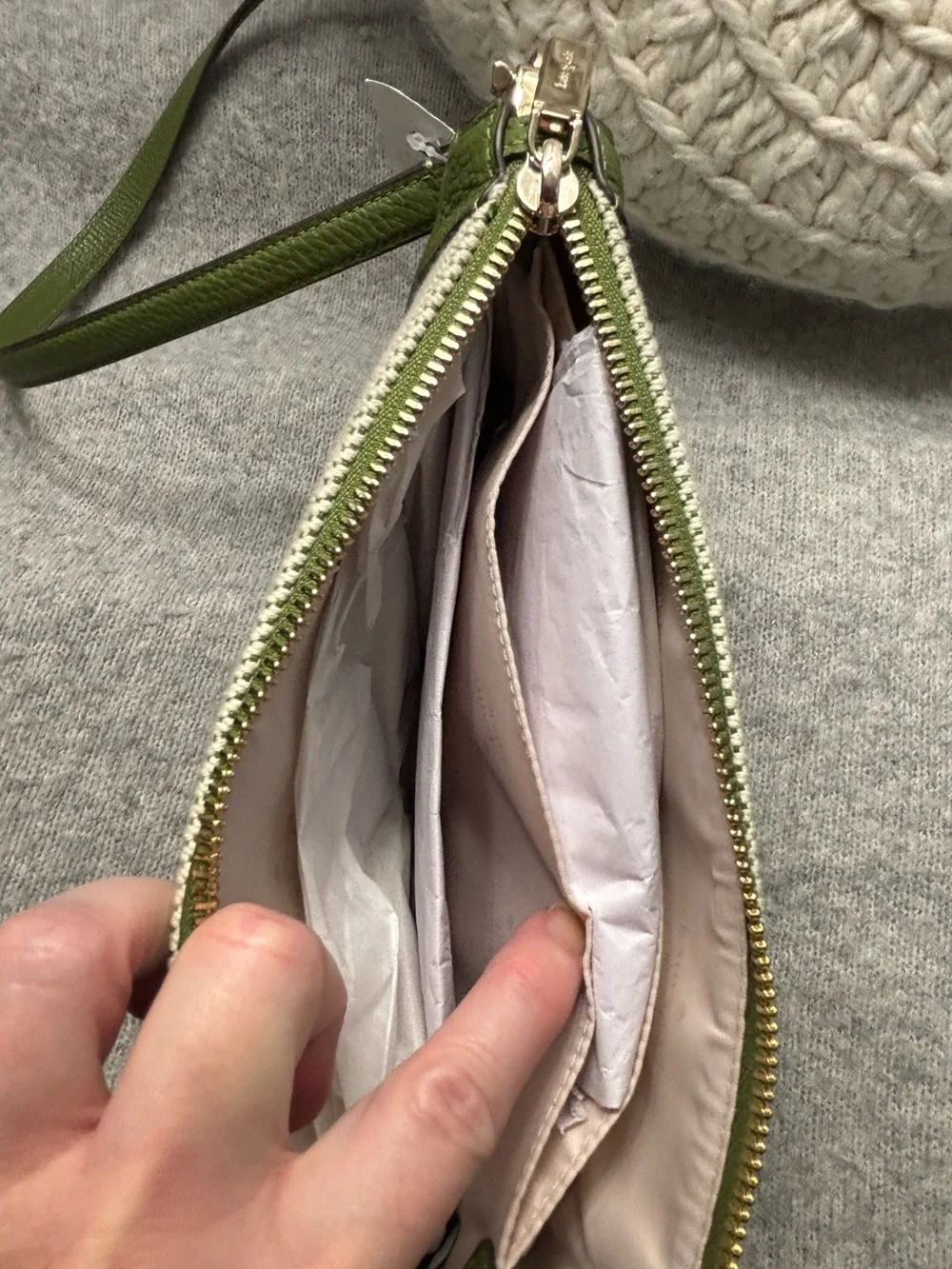 kate spade Green and Cream Canvas Leather Crossbody Bag